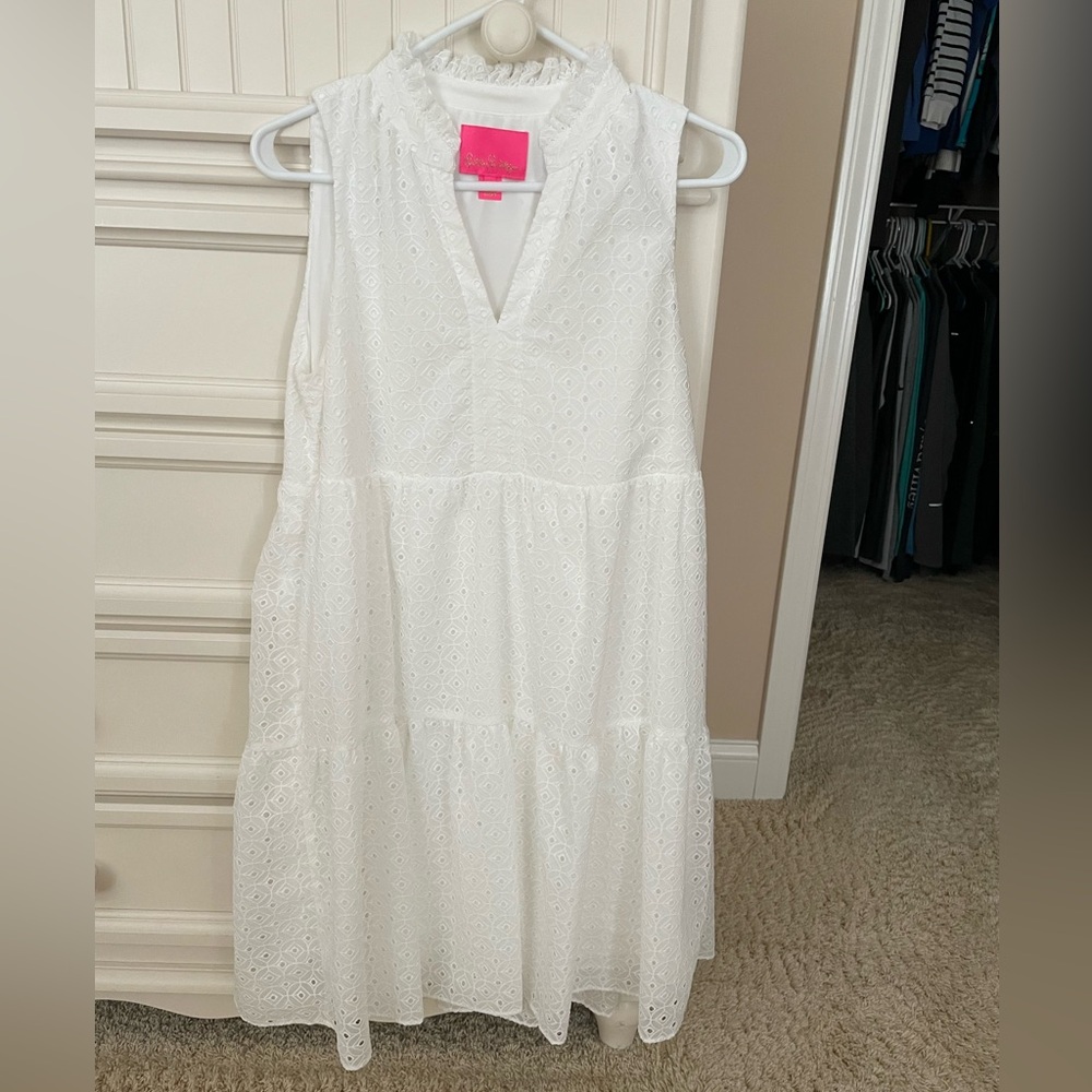 Lilly Pulitzer Novella white eyelet dress small Eeuc